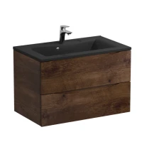 Тумба с раковиной BelBagno Marino 80 подвесная, rovere moro, черная раковина