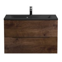 Тумба с раковиной BelBagno Marino 80 подвесная, rovere moro, черная раковина