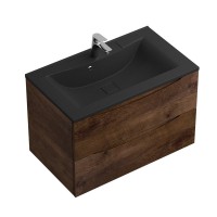 Тумба с раковиной BelBagno Marino 80 подвесная, rovere moro, черная раковина