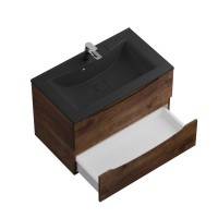 Тумба с раковиной BelBagno Marino 80 подвесная, rovere moro, черная раковина