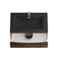 Тумба с раковиной BelBagno Marino 80 подвесная, rovere moro, черная раковина