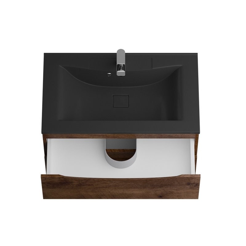 Тумба с раковиной BelBagno Marino 80 подвесная, rovere moro, черная раковина