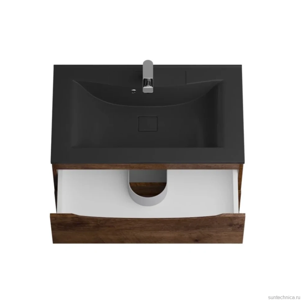 Тумба с раковиной BelBagno Marino 80 подвесная, rovere moro, черная раковина