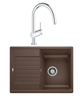 Комплект Мойка Blanco Zia 45 S Compact 524730 кофе + Смеситель Grohe Minta 3291800E хром