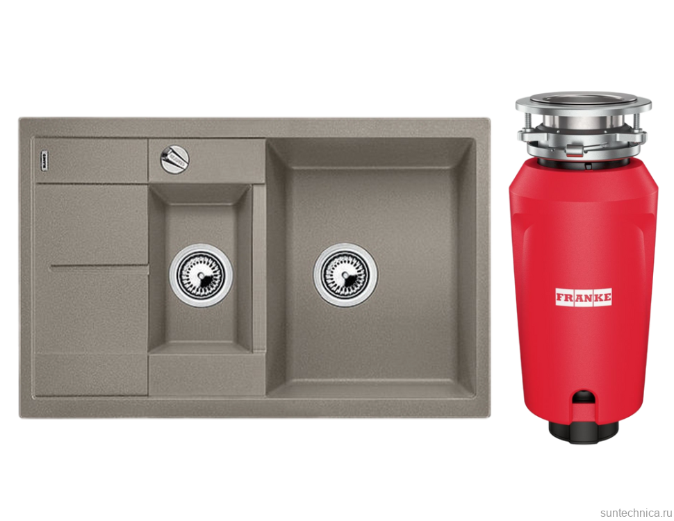 Комплект Мойка Blanco Metra 6 S Compact серый беж + Измельчитель Franke