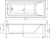 Акриловая ванна Aquanet Bright 233141 170x75 см, пристенная, белая, с каркасом