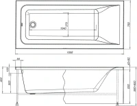Акриловая ванна Aquanet Bright 233141 170x75 см, пристенная, белая, с каркасом