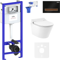 Комплект Lavinia Boho Унитаз подвесной Smart V-Clean 335901RS с микролифтом + Инсталляция RelFix 38010010 + Кнопка RelFix 38050602 + Дозатор RelFix 38040010