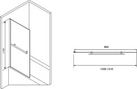 Шторка на ванну Abber Immer Offen AG70100B 100x140, профиль черный, стекло прозрачное