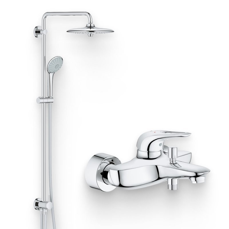 Душевой комплект Смеситель Grohe Eurostyle New 33591003 + Стойка Euphoria 27421002