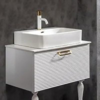 Тумба с раковиной Armadi Art Vallessi Avangarde Linea 80, белая, с накладной раковиной