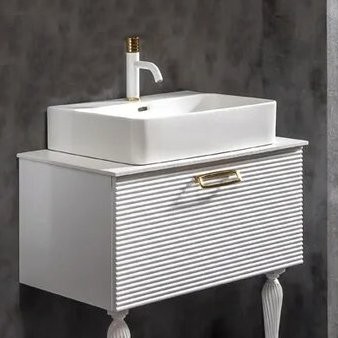 Тумба с раковиной Armadi Art Vallessi Avangarde Linea 80, белая, с накладной раковиной