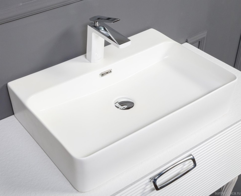 Тумба с раковиной Armadi Art Vallessi Avangarde Linea 80, белая, с накладной раковиной