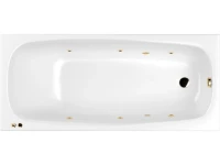Акриловая ванна WHITECROSS Layla Slim SOFT 180x80 см, встраиваемая, с гидромассажем, белый, с каркасом, со сливом-переливом, фурнитура золото