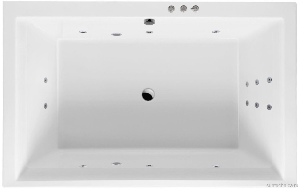 Акриловая ванна Excellent Crown Lux WAEX.CRO19.SMART 190x120 см, пристенная, с гидромассажем, белая, с каркасом, для двоих, со сливом-переливом