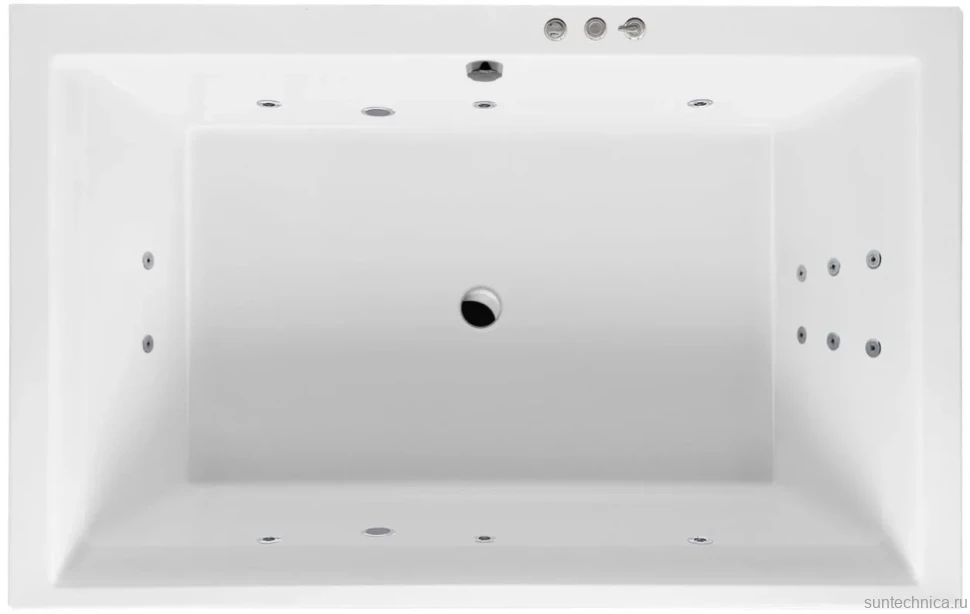 Акриловая ванна Excellent Crown Lux WAEX.CRO19.SMART 190x120 см, пристенная, с гидромассажем, белая, с каркасом, для двоих, со сливом-переливом