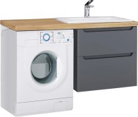 Тумба с раковиной Jorno Wood 120, серая, под стиральную машину
