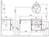 Тумба с раковиной Jorno Wood 120, серая, под стиральную машину