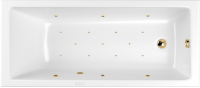 Акриловая ванна WHITECROSS Wave Slim RELAX 170x70 см, встраиваемая, с гидромассажем, белый, с каркасом, со сливом-переливом, фурнитура золото