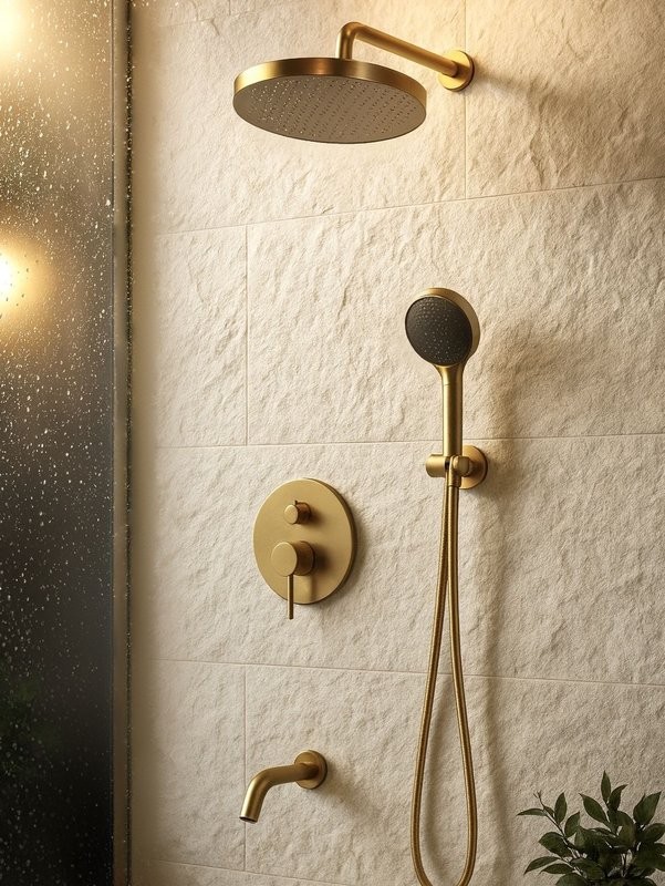 Душевой комплект AltroBagno Bilancia AltroBagnoBilancia040503BG С ВНУТРЕННЕЙ ЧАСТЬЮ, матовое золото