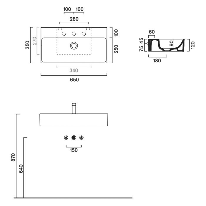 Раковина подвесная Catalano Premium 0220650001 65х35 глянцевая белая, прямоугольная