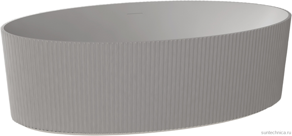 Ванна из искусственного камня Abber Stein AS9627 180x85 см, отдельностоящая, матовая белая, овальная, на ножках, с донным клапаном, фурнитура белая