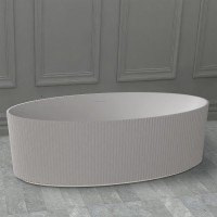 Ванна из искусственного камня Abber Stein AS9627 180x85 см, отдельностоящая, матовая белая, овальная, на ножках, с донным клапаном, фурнитура белая