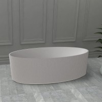 Ванна из искусственного камня Abber Stein AS9627 180x85 см, отдельностоящая, матовая белая, овальная, на ножках, с донным клапаном, фурнитура белая