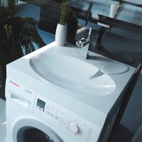 Раковина над стиральной машиной Belux Grail GR 61 глянцевая белая, квадратная, с комплектом кронштейнов