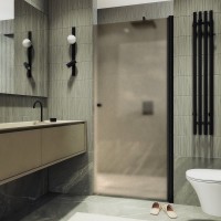 Душевая дверь в нишу Maybahglass MGD-805-6 80 см, профиль черный, стекло бронза матовое