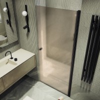 Душевая дверь в нишу Maybahglass MGD-805-6 80 см, профиль черный, стекло бронза матовое