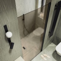 Душевая дверь в нишу Maybahglass MGD-805-6 80 см, профиль черный, стекло бронза матовое