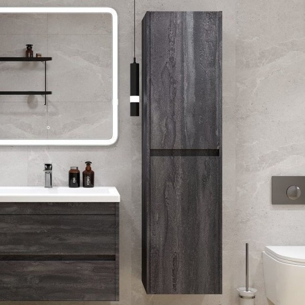 Шкаф пенал для ванной Art&Max Family-M подвесной, iron stone