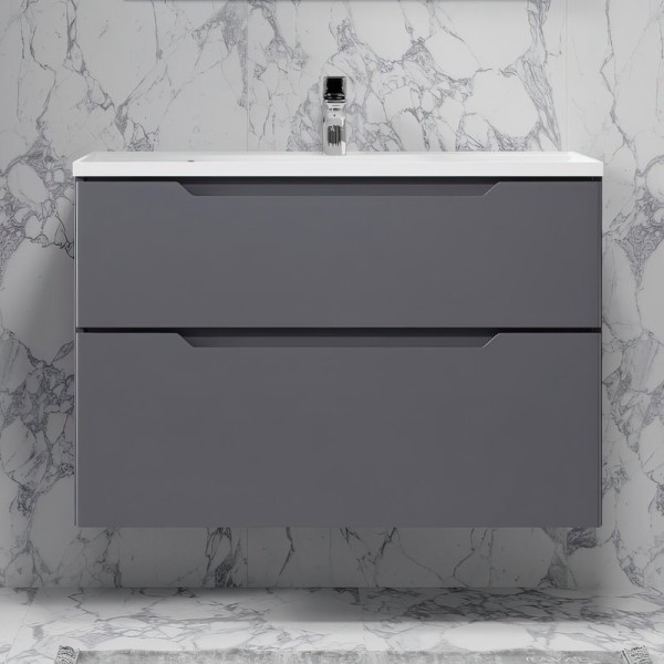 Тумба с раковиной Raval Wector 90, подвесная, антрацит
