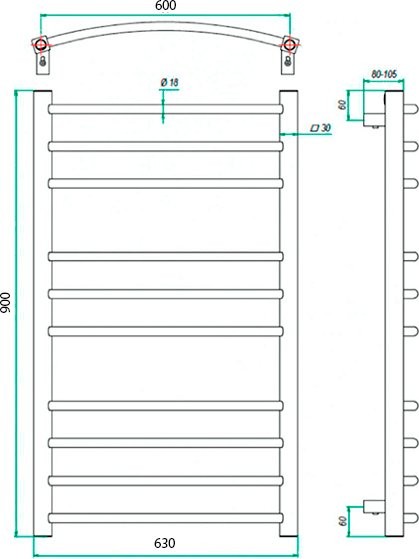 Полотенцесушитель электрический Grota Eco Calma 63х90