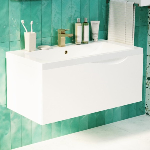 Тумба с раковиной 1MarKa Этюд 90П белый глянец