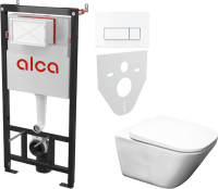 Комплект Унитаз подвесной Roca Gap + Крышка 801472001 с микролифтом + Инсталляция AlcaPlast AM101/1120-4:1 RU M570-0001 кнопка смыва белая