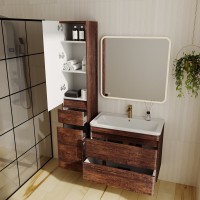 Тумба с раковиной Style Line Атлантика 80 Люкс Plus, подвесная, старое дерево
