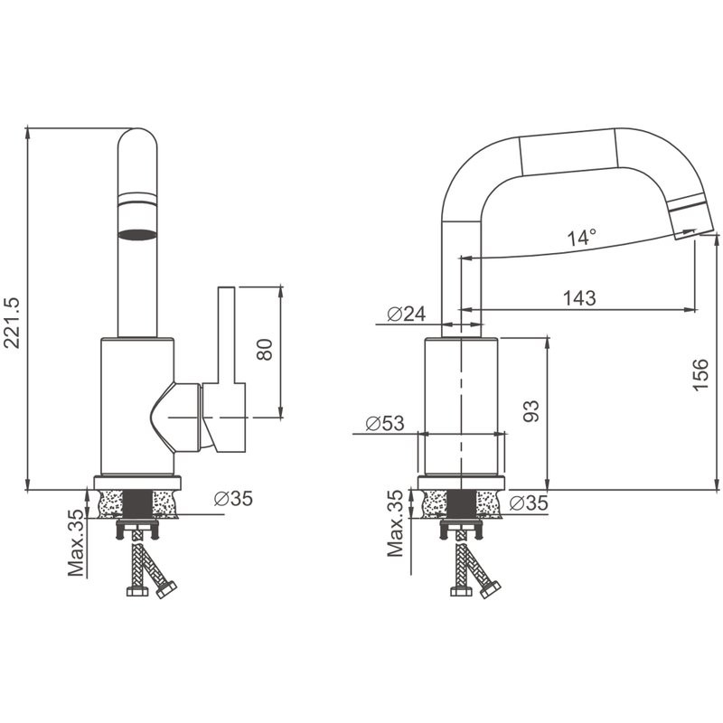 Смеситель для раковины BELZ B810 B10810-3 оружейная сталь