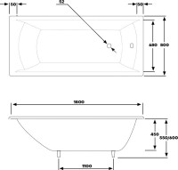 Чугунная ванна Byon Milan 180x80 см, пристенная, белая, на ножках