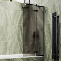 Шторка на ванну Maybahglass MGV-917-6 99 см, профиль черный, стекло бронза матовое