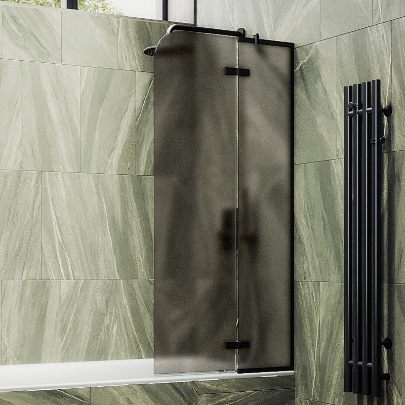 Шторка на ванну Maybahglass MGV-917-6 99 см, профиль черный, стекло бронза матовое