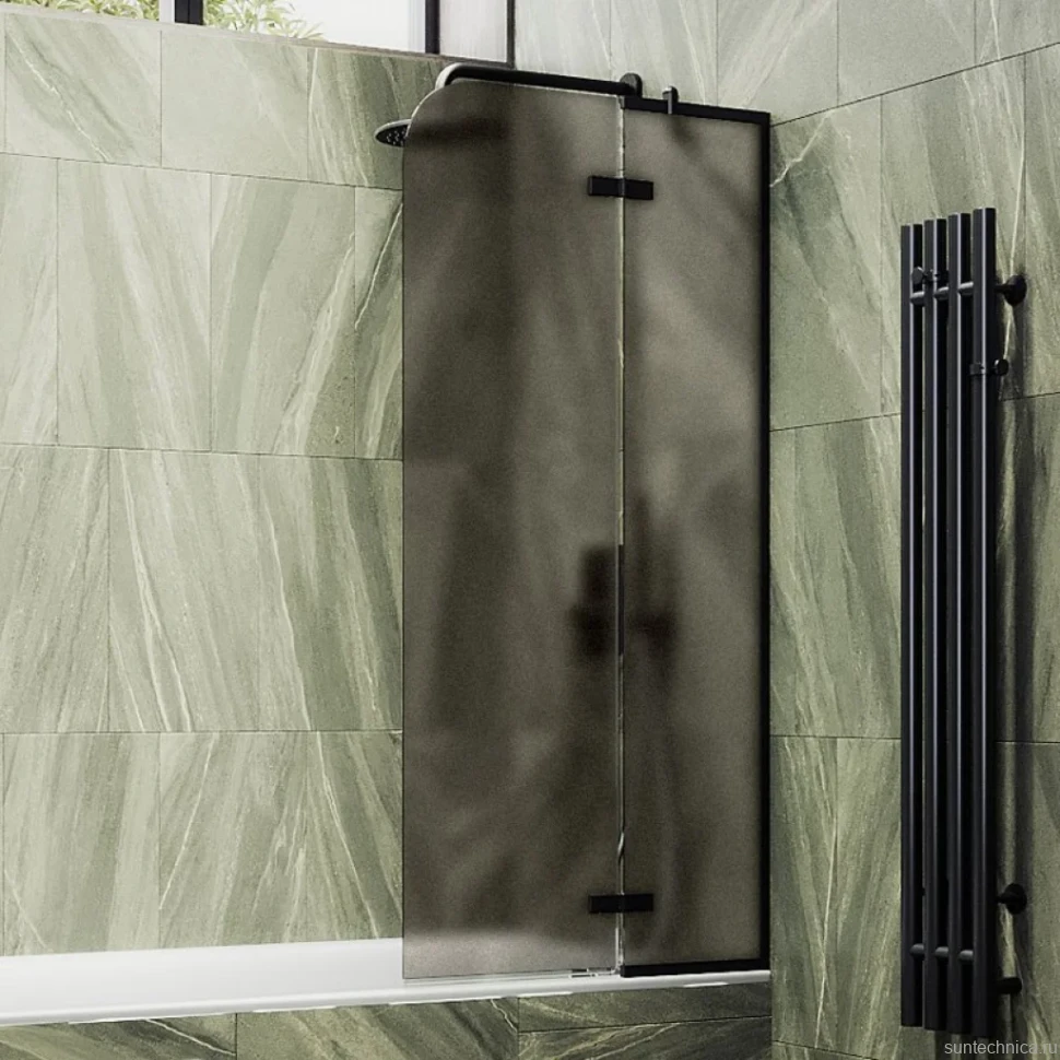 Шторка на ванну Maybahglass MGV-917-6 99 см, профиль черный, стекло бронза матовое