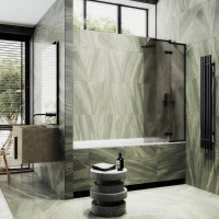 Шторка на ванну Maybahglass MGV-917-6 99 см, профиль черный, стекло бронза матовое