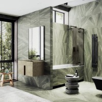 Шторка на ванну Maybahglass MGV-917-6 99 см, профиль черный, стекло бронза матовое