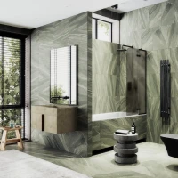 Шторка на ванну Maybahglass MGV-917-6 99 см, профиль черный, стекло бронза матовое