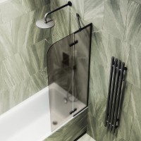 Шторка на ванну Maybahglass MGV-917-6 99 см, профиль черный, стекло бронза матовое