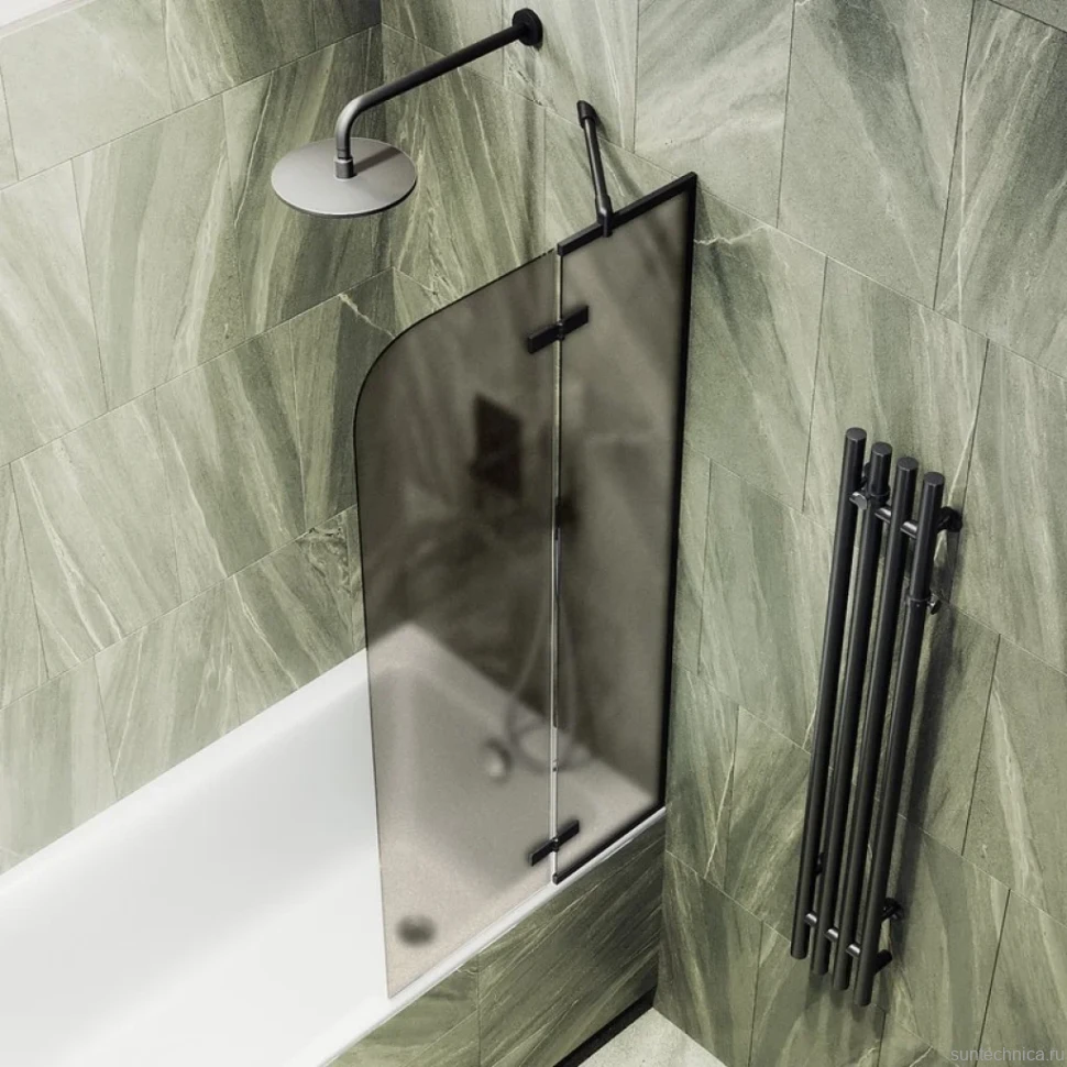 Шторка на ванну Maybahglass MGV-917-6 99 см, профиль черный, стекло бронза матовое