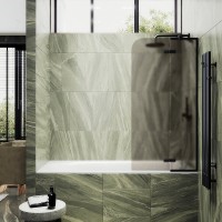 Шторка на ванну Maybahglass MGV-917-6 99 см, профиль черный, стекло бронза матовое