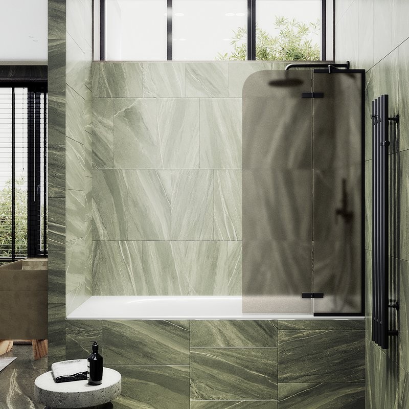 Шторка на ванну Maybahglass MGV-917-6 99 см, профиль черный, стекло бронза матовое